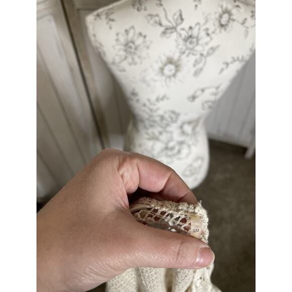 Soft Surroundings Beige Lace Longline Draped Stevie Duster Cardigan Sz Small - Picture 4 of 7